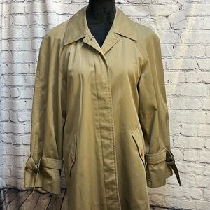 Misty Harbor Dark Kaki Single Breasted Trench Coat sz 8P EUC WITHOUT lining